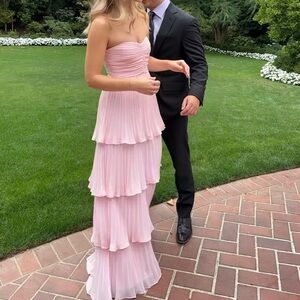 Lulus Seriously Sensational Light Pink Strapless Tiered Maxi Dress